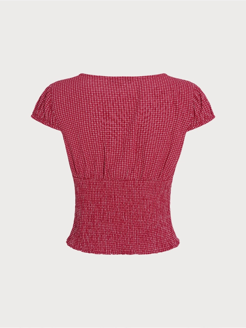 RIHOAS Red Button-Front Peplum Short-Sleeve Blouse - Picture 7 of 9